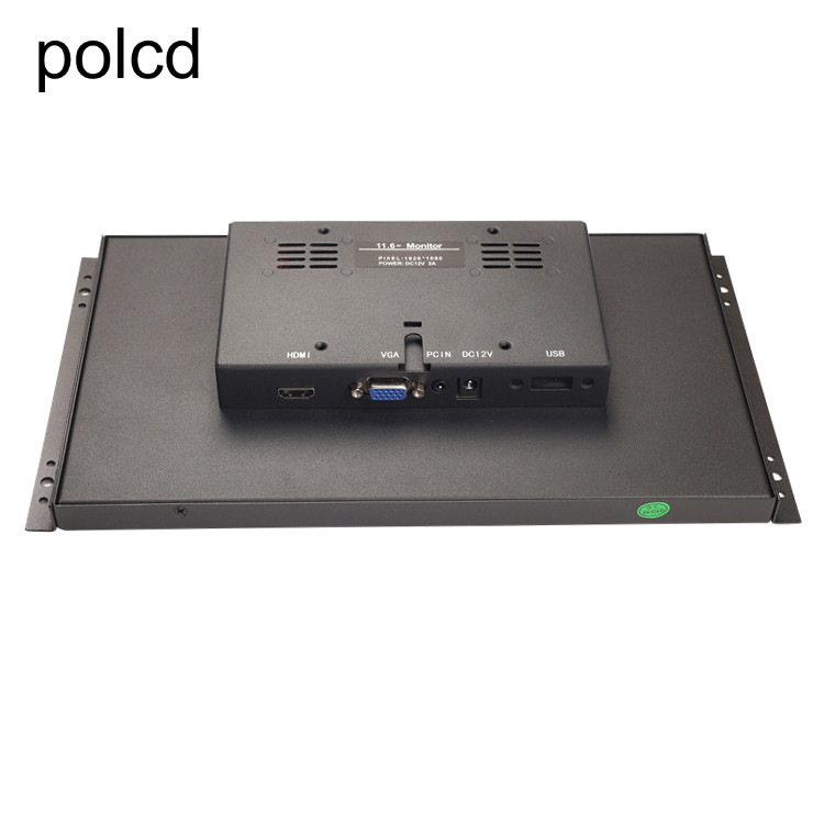 掛かる耳の開いたフレームのタッチ画面が付いている金属の箱のPolcd 11.6」産業LCDのモニター