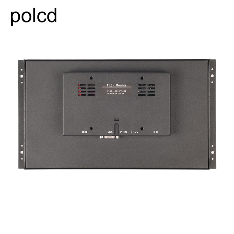 掛かる耳の開いたフレームのタッチ画面が付いている金属の箱のPolcd 11.6」産業LCDのモニター
