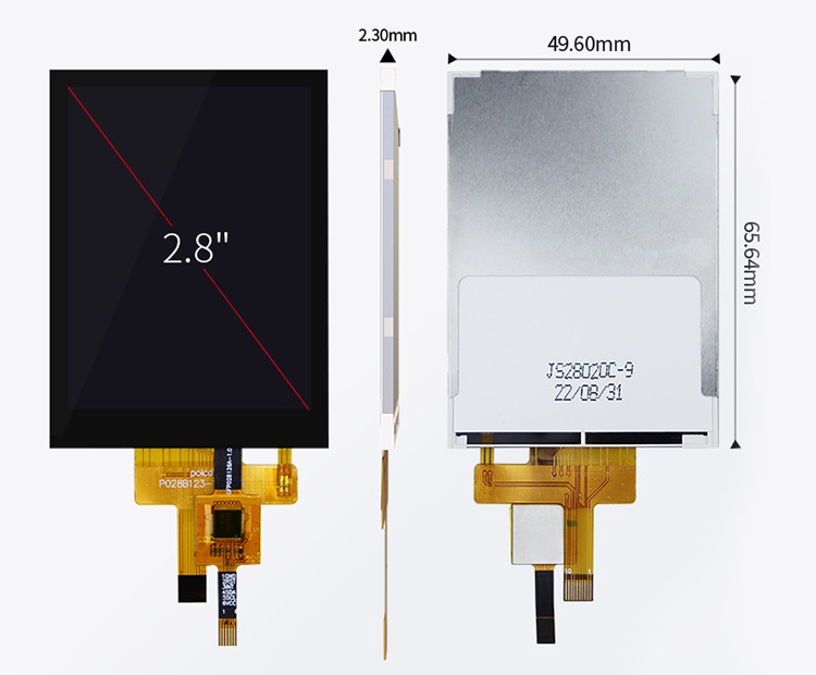 2.8インチ 178° Ips Tft 容量感触画面 フルビューアングル スパイインターフェイス