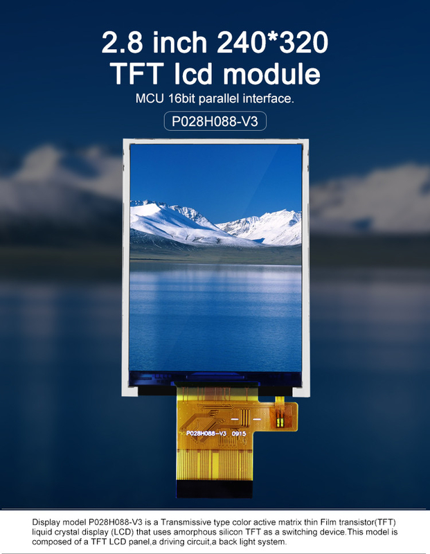 Polcd カラー 265K 2.8インチ TFT モジュール 57.6mm 通常白 SPI インターフェース Lcd tft モジュール