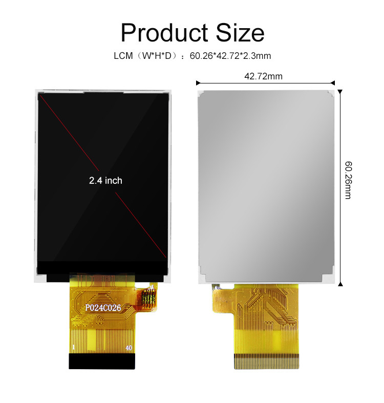 Polcd ST7789V 2.4 インチ Tft ディスプレイ 12 0'CLOCK 240x320 Tft LCD パネルスクリーン