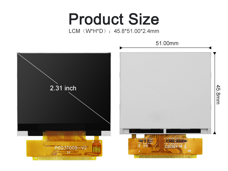 Polcd 2.31 インチ 320x240 解像度 8080 MCU インターフェース ILI9342C カラー LCD ディスプレイ モジュール