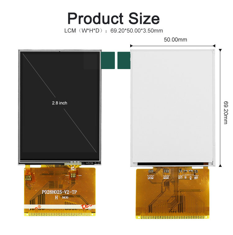 Polcd 2.8 インチ全視野角 TFT LCD タッチ スクリーン 太陽光で読み取り可能な IPS パネル