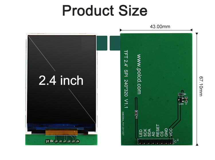 Polcd ISO9001 2.4 インチ TFT タッチ スクリーン TFT モニター 12 0'CLOCK