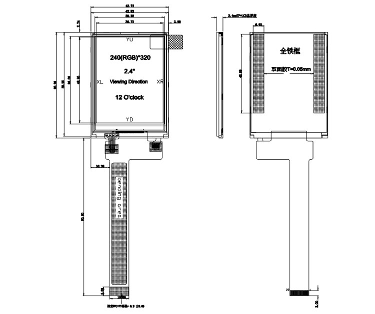 Polcd ブラック 8080 MCU 2.4 インチ Tft ディスプレイ 8 ビット 2.4 Tft Spi 240x320