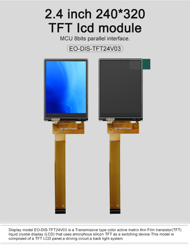 Polcd ブラック 8080 MCU 2.4 インチ Tft ディスプレイ 8 ビット 2.4 Tft Spi 240x320
