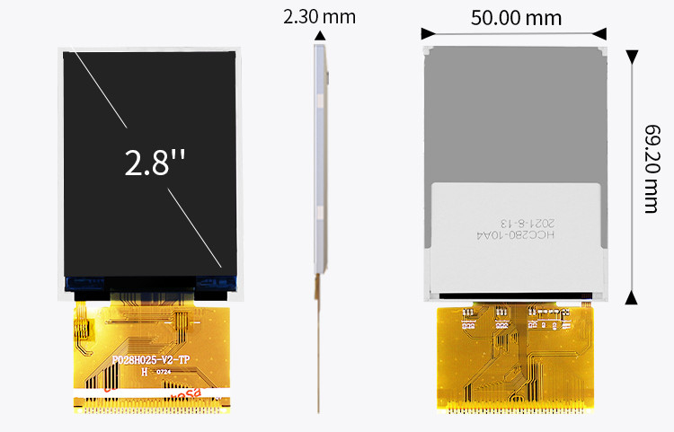 Polcd RoHS 2.8 インチ HD TFT ディスプレイ 8080 MCU 16 ビット Tft Lcd ディスプレイ