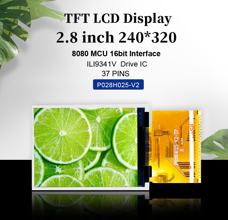 Polcd RoHS 2.8 インチ HD TFT ディスプレイ 8080 MCU 16 ビット Tft Lcd ディスプレイ