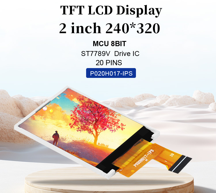 Polcd MCU 8 ビット 2 インチ TFT ディスプレイ 30.6mm IPS TFT LCD ディスプレイ