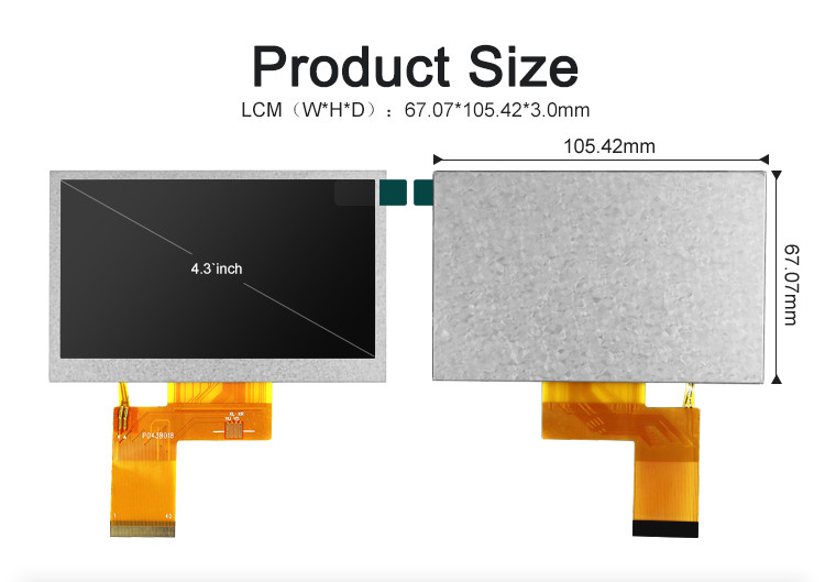 Polcd ST7262E43 小さい TFT LCD ディスプレイ RGB 24 ビット 4.3 インチ TFT LCD 800x480