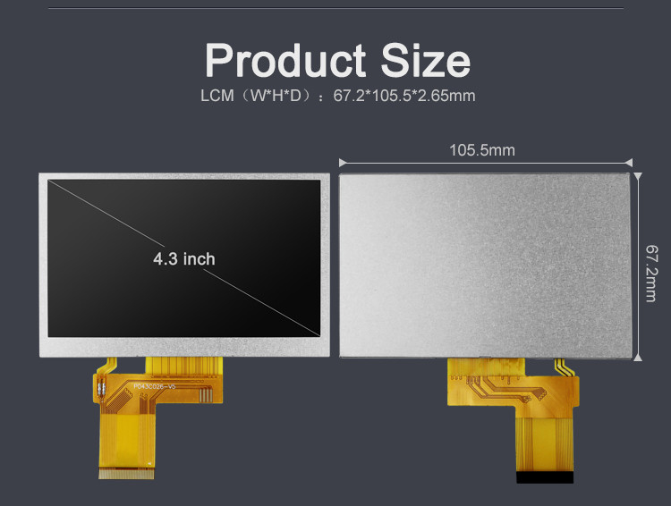 Polcd 4.3 インチ TFT LCD 480x272 解像度 RGB インターフェース 4.3 