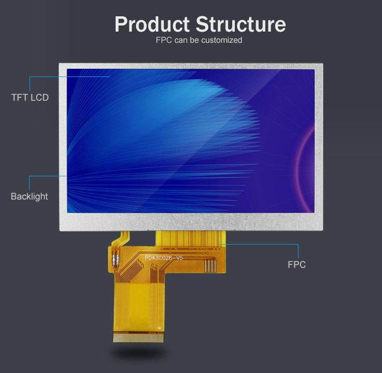 Polcd カスタム 4.3 インチ 480*272 カラー RGB 8ビット ILI6485 ドライブ 40ピン 4.3' TFT LCD モジュール