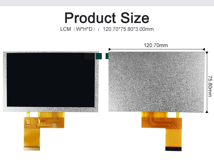 Polcd 5 インチ TFT ディスプレイ 800x480 RGB 24 ビットインターフェース IPS フルビューアングル 高コントラスト LCD モジュール