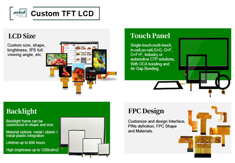 Polcd 240x320 LEDバックライト Tft Lcdディスプレイ 2.4 インチ LCM 260 Nit Brightness Lcm パネル