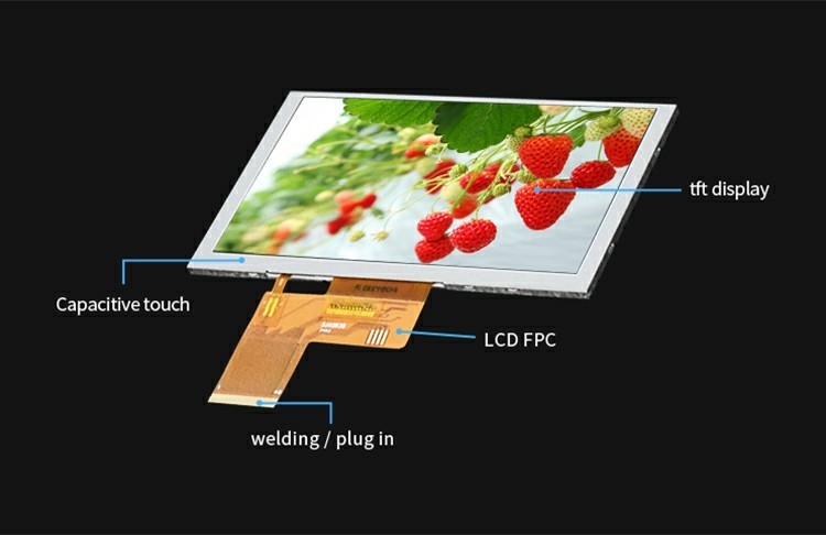 Polcd 5.0 インチ TFT LCD パネル 800*480 解像度 500nits RGB インターフェース 5