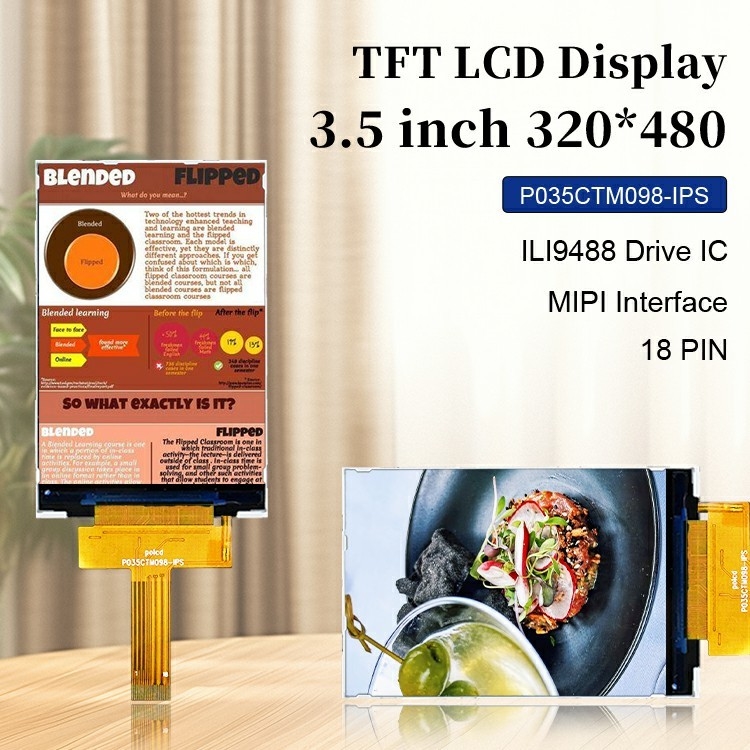 Polcd 3.5 インチ 320×480 解像度 350nits Mipi インターフェイス ili9488 IC 垂直型 3.5'' TFT LCD ディスプレイ モジュール