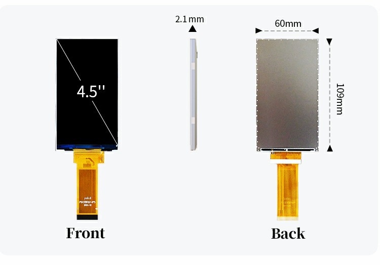 Polcd 4.5インチ TFT LCD モジュール 480*854 解像度 300 ニット RGB 24ビット インターフェース 4.5インチ LCD ディスプレイ