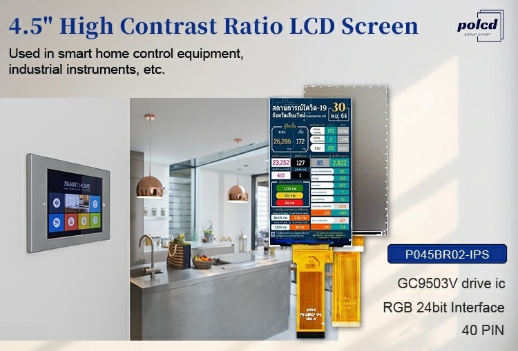 Polcd LCD メーカー 4.5インチ 480x854 Gc9503v Rgb インターフェース 高明るさ IPS TFT スクリーン パネル ディスプレイ