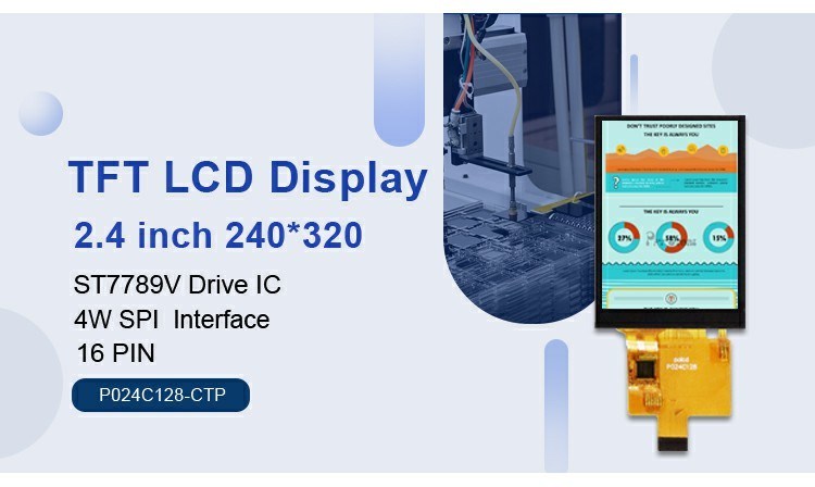 Polcd 2.4インチ 伝達力 240x320明るさ 260 ドライバーIC ST7789V インターフェイス 4 ライン シリアル TFT LCD
