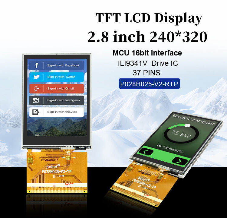 Polcd 240x320解像度 37ピン TFT LCD ILI9341Vドライブ ic 2.8 インチタッチスクリーン