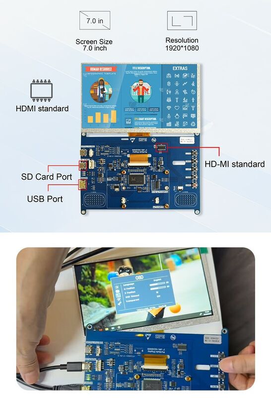 Polcd 7インチ LCD コントローラボード RTD2281CL HD-MI 入力サポート 静電容量式タッチ Raspberry Pi DIY ポータブルモニター用