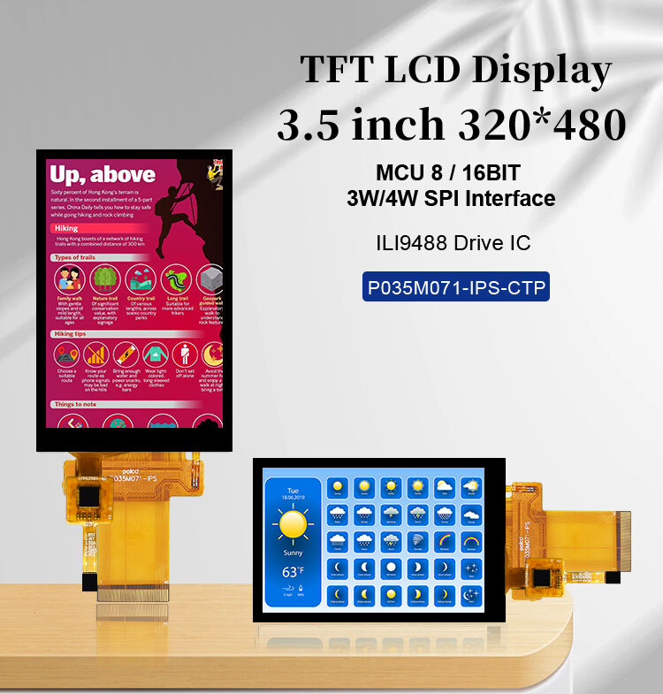 Polcd ILI9488 Drive 3.5 inch LCD Module High Brightness 300 nit IPS Wide View CTP RTP 320*480 TFT Display
