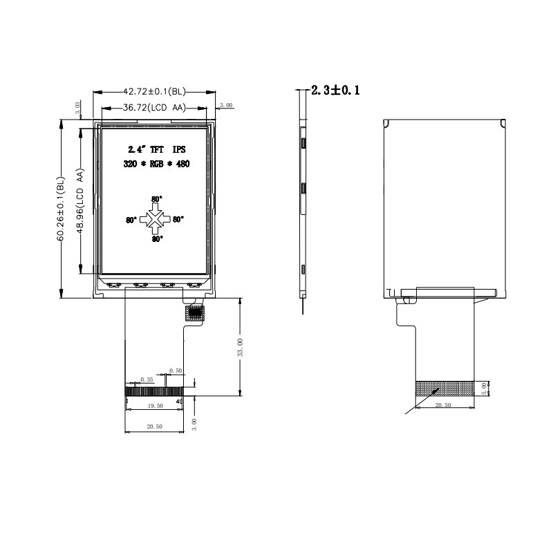 Polcd 350 Nit Tft のタッチ画面 2.4 インチ 16 ビット LCD 表示 ISO9001
