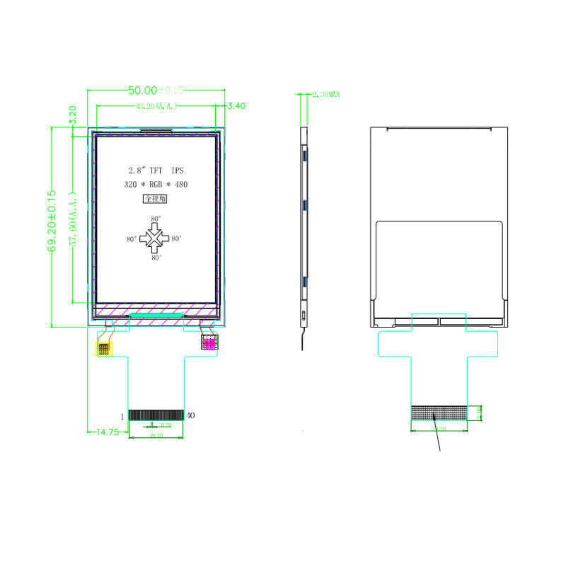 Polcd 4 ワイヤー ST7789V IPS TFT LCD ディスプレイ 2.8 Spi TFT モジュール 240X320 ピクセル