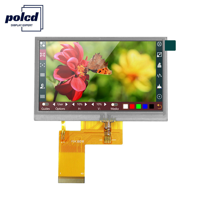 Polcd RGB 24 ビット 4.3 インチ Tft ディスプレイ 300 Nits Tft 容量性タッチスクリーン